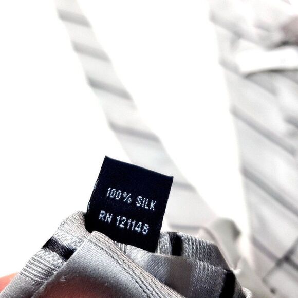 Calvin Klein Silk Tie Woven Silver Striped - Picture 4 of 6